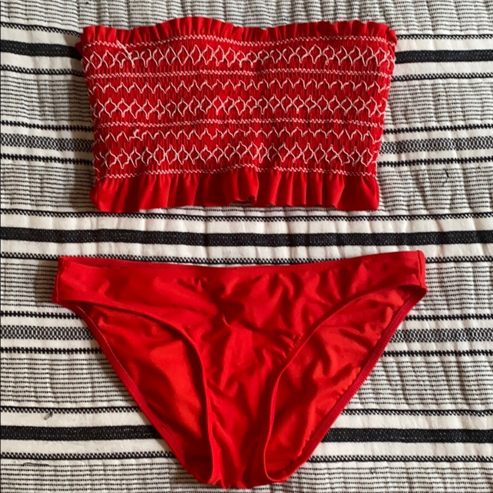 Never worn bandeau swim top and bottoms